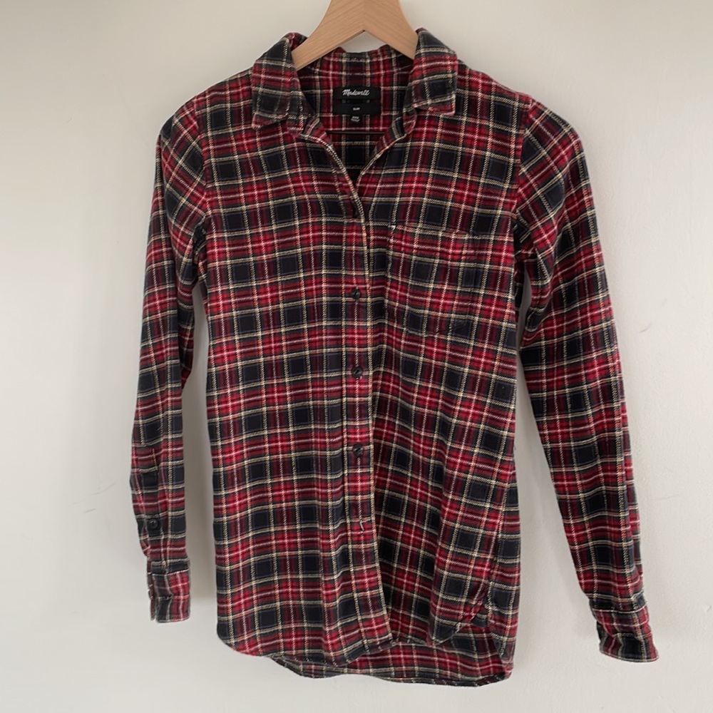 Madewell Flannel Long-Sleeve Slim Boxy Shirt in Tartan Plaid